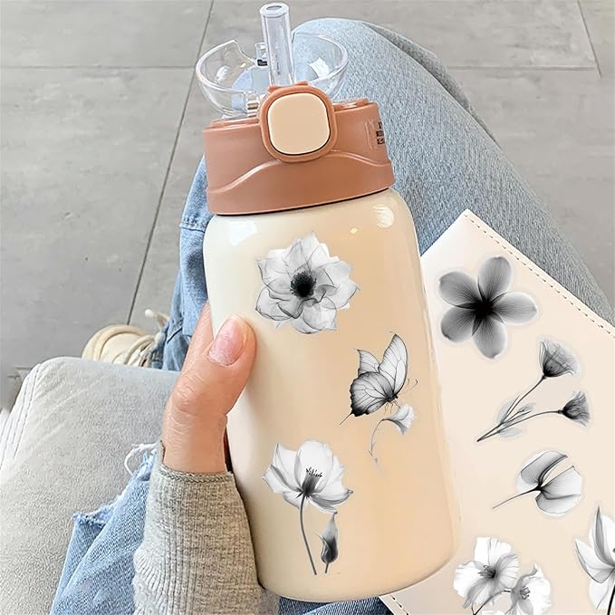 50Pcs Transparent Black and White Waterproof Plant Stickers - Image 5
