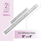 Mr. Pen- Metal Straight Edge Ruler, 2 Pack, Imperial & Metric Measurements - Image 2
