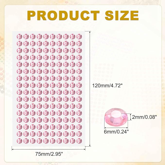 HARFINGTON 5 Sheet/800pcs Rhinestone Adhesive Stickers Self Adhesive Acrylic - Image 2