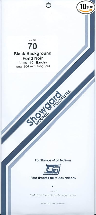 Strip Style Black Stamp Mounts Size 70 by Showgard