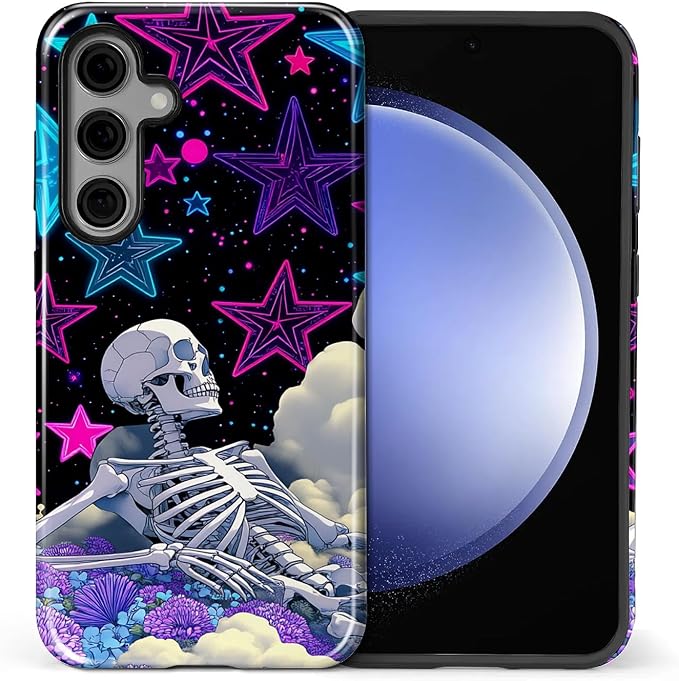 for Samsung Galaxy S24 FE Case, Skull Star Collage Pattern Glossy 2 in 1 - Image 2