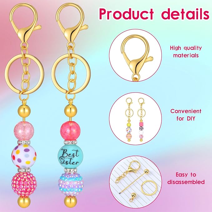 Sasylvia 60 Pcs Beadable Keychain Bars Bulk Making Kit 20 Beaded Keychain 20 - Image 3