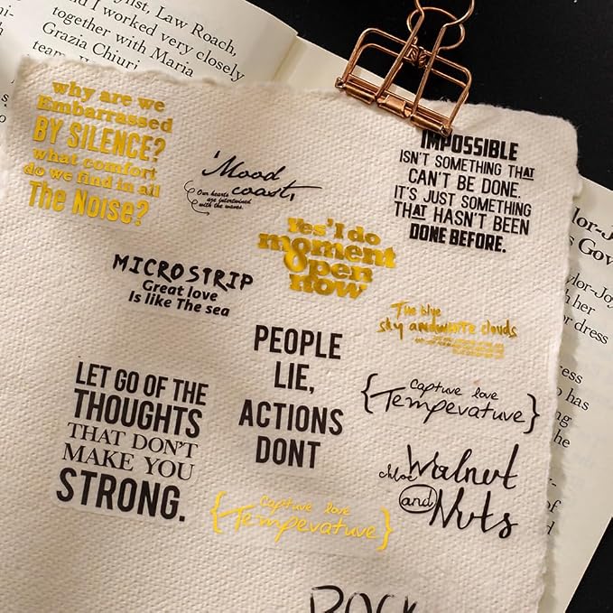 Yoksas 240Pcs Black Golden Foil Sentence Quote Stickers, Transparent Junk - Image 3