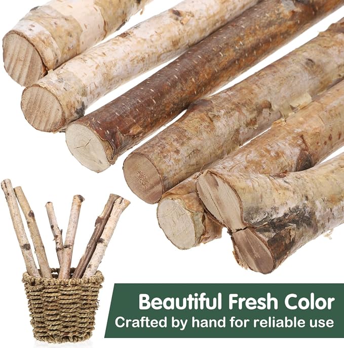 6Pcs Natural Birch Wood Log Sticks 11.81In Unprocessed Twigs Craft Sticks - Image 3