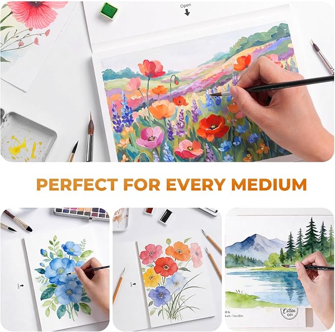 Fuumuui 7×10 Watercolor Paper Block, Textured Rough 100% Cotton Watercolor Paper - Image 8