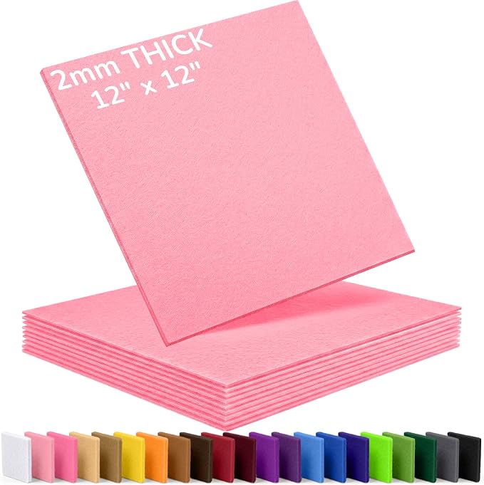 2mm Stiff Felt Sheets 12" X 12" | Thick Polyester Felt Material, DIY Craft by Luceinvita