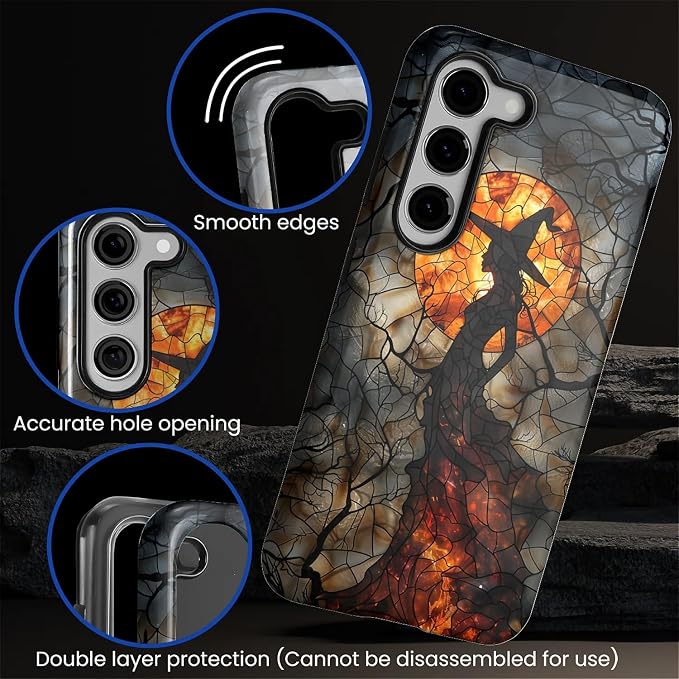 Case for Samsung Galaxy S23 Plus Case, Halloween Witch Moon Stained Glass - Image 5