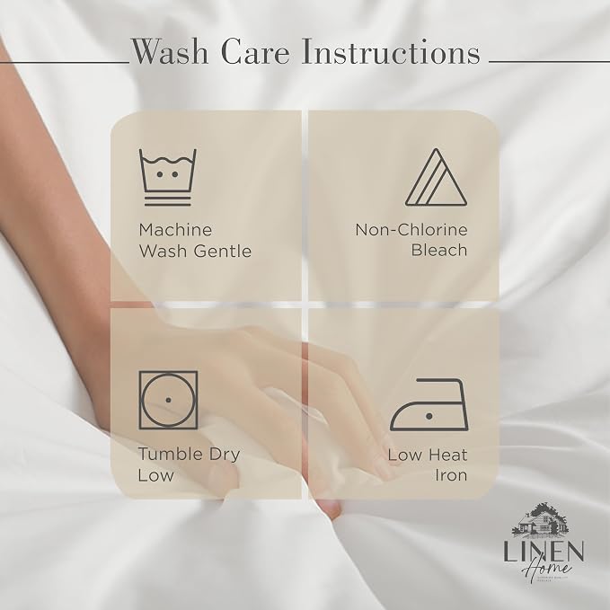 Linen Home 100% Cotton Percale Sheets Full Size, Light Taupe, Deep Pocket - Image 5