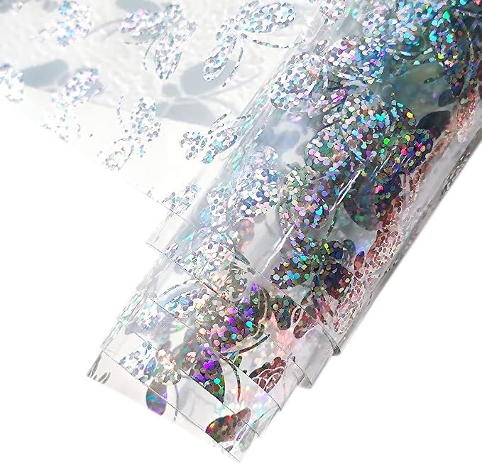 HYANG Transparent Butterfly PVC Super Clear Holographic Vinyl Faux Leather by HYANGHAVEPUPVCALLLEATHER