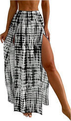 SHENHE Women's Swim Cover Up Skirt High Slit Tie Dye Beach Coverups Long Flowy by SHENHE