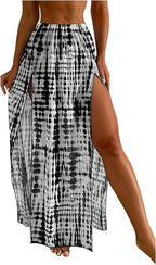 SHENHE Women's Swim Cover Up Skirt High Slit Tie Dye Beach Coverups Long Flowy by SHENHE