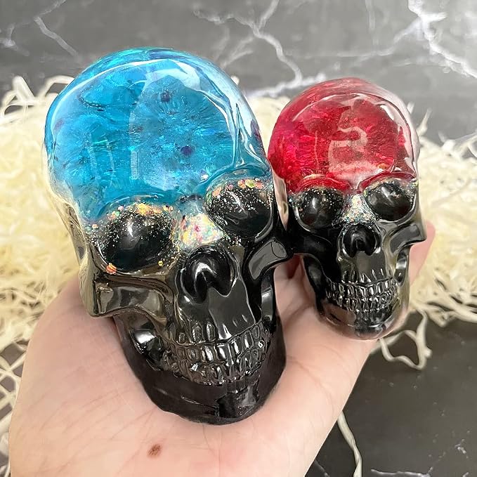 RESINWORLD Set of Large + Medium + Small 3D Skull Resin Molds, Flexible Clear - Image 4