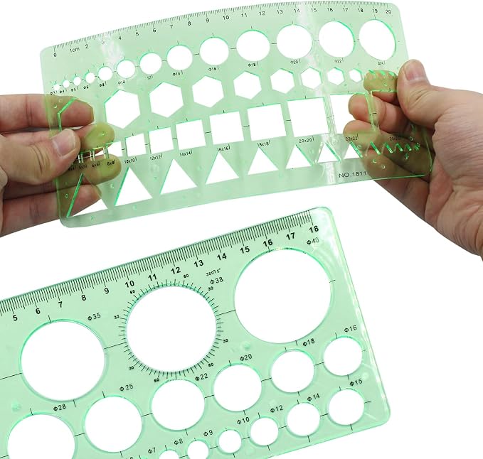 Circle Template, Digital Drawing Set, Geometric Drawings Stencils Rulers - Image 4