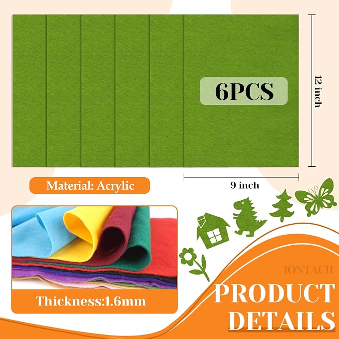 IONTACH 9" X 12" Soft Felt Sheets 1.6mm Thick | Felt Fabric - Image 3