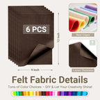 Brown Soft Felt Sheets for Crafts, 1.6mm Thick, Kids' Crafts, DIY Projects - Image 2