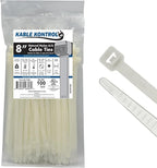 Kable Kontrol Heavy Duty Cable Zip Ties 100 Pcs 8 Inch, Natural White, 120 Lbs by KABLEKONTROL%C2%AE
