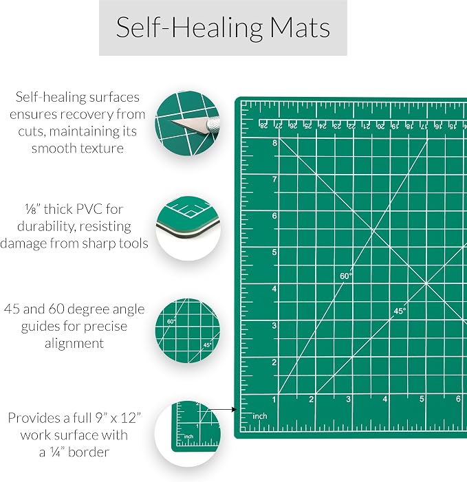 Breman Precision 9x12 Inch Self Healing Cutting Mat – 2-Sided 5-Ply PVC - Image 2