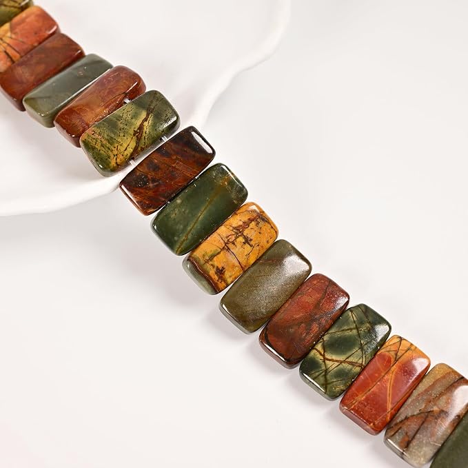 10x20mm Red Creek Stone Rectangle Gemstone Beads Jewelry Making | 20Pcs Natural - Image 5