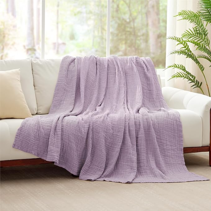 100% Cotton Muslin Blanket King 108" x 90", 6 Layers Breathable and Lightweight - Image 8