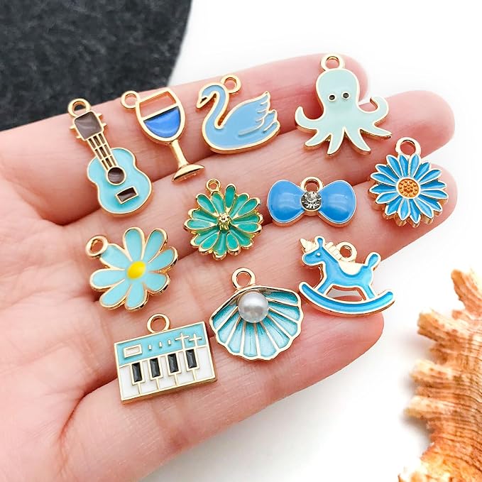 WOCRAFT 40pcs 20 pairs Assorted Enamel Bracelet Charms - Image 3