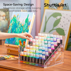Shuttle Art Acrylic Paint Organizer, 7 Layers Clear Storage Rack, Snap On - Image 4