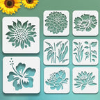 8 Pcs Large Flower Stencils for Painting, 11.81 X 11.81 Inch Flower Stencils by FRAGRANTGARDEN