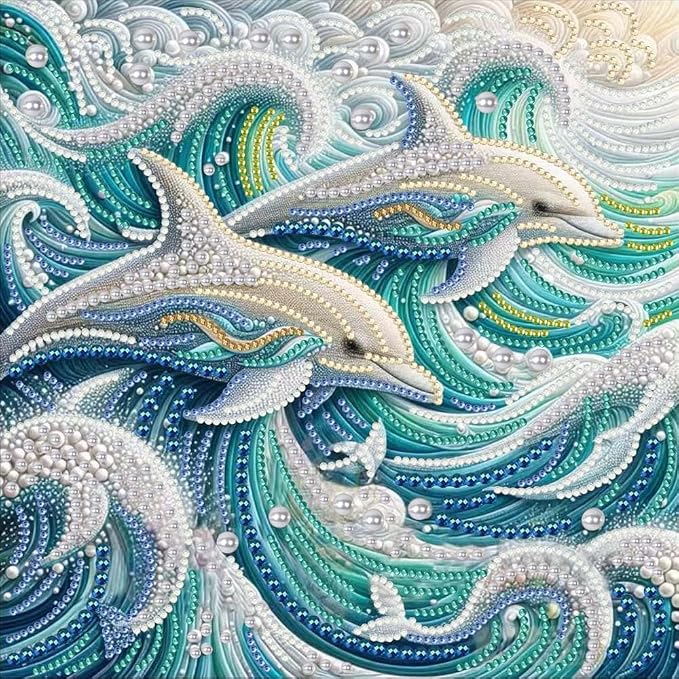 Dolphin Animal Special Shape Diamond Art Kits by ZQEATRY