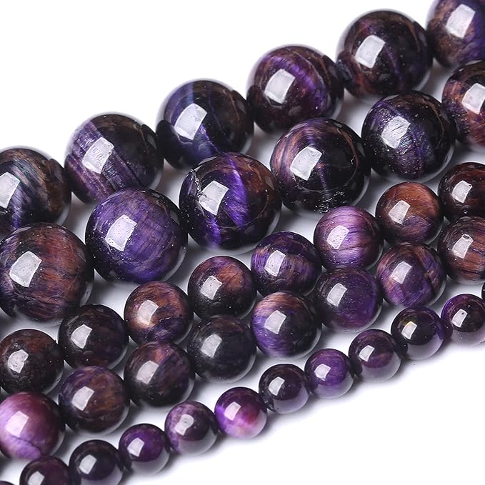 Natural Purple Tiger Eye Beads Round Loose Stone Beads Energy Gemstone Healing by NaturalStoneBeads