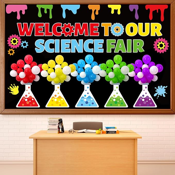 Science Bulletin Board Set 3D Balloon Welcome to Our Science Fair Board Craft by CHUNNIN
