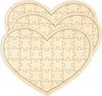 3 Pack Blank Wooden Heart Shaped Jigsaw Puzzle 11.2x8.4 Inch Unfinished Wooden by Cregugua