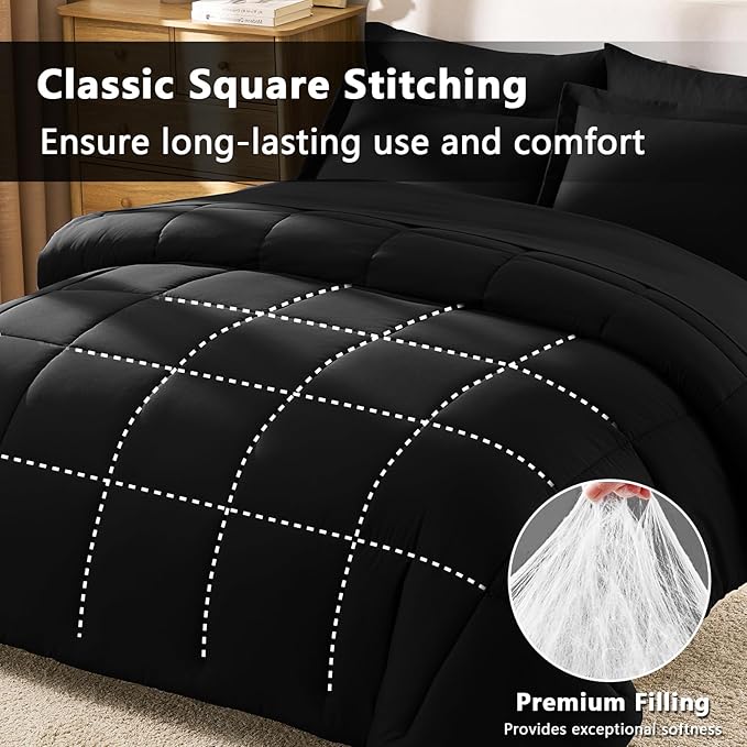 CozyLux Full Size Comforter Sets Black - Image 6