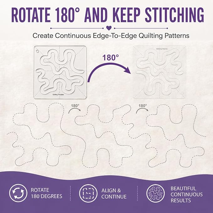 Free-Motion Quilting Ruler Template, Professional Acrylic Meander Stipple Ruler - Image 7