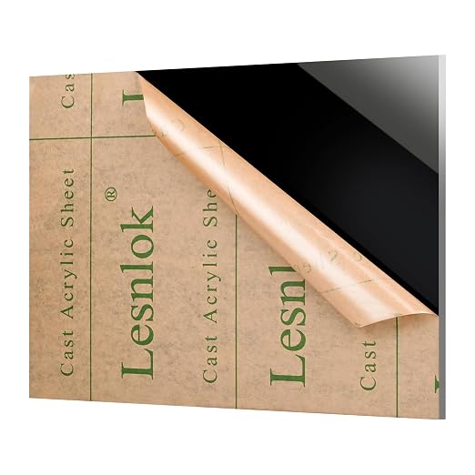 1 Pieces 18 x 24 Black Acrylic Sheet 1/4 inch Thick 6mm Black Plexiglass Sheet by Lesnlok