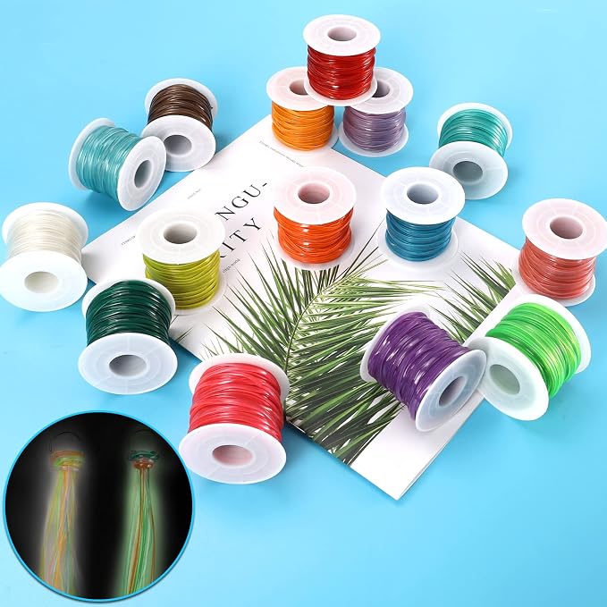 KAMJUNTAR Luminous Lanyard String, 15 Rolls Gimp String Plastic Lacing Cord - Image 2