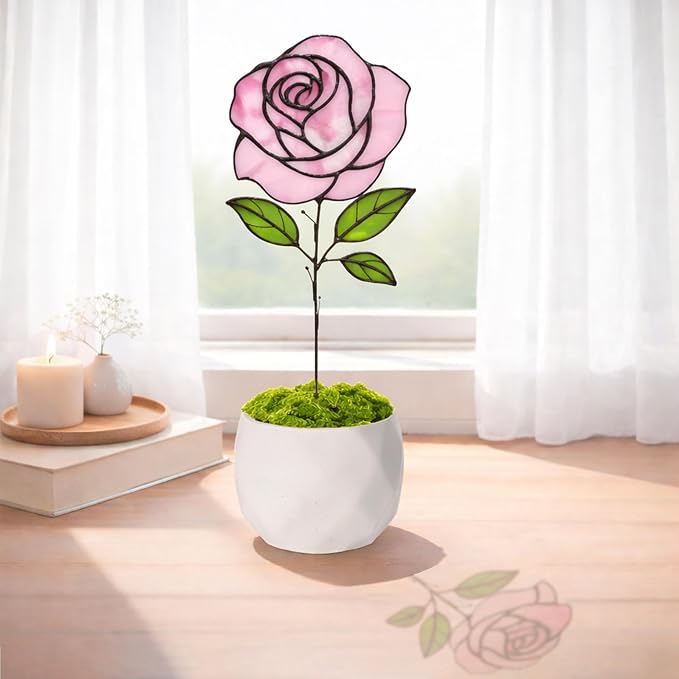 Glass Flowers, Stained Glass Rose by Unknown