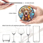 Drink Coaster Set of 6, Labrador Retriever Dog Mom Lover Gift, Leather Drink - Image 3