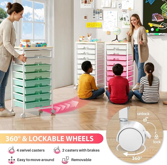 Goovilla Rolling Cart with Drawers, Utility Cart Organizer With 8 Removable - Image 5