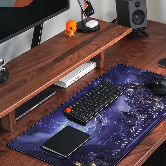 Night Purple Desk Mat Dark Academia Anime Computer Desk Keyboard Mat, 31.5 X - Image 5