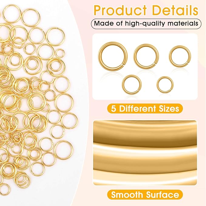 4600Pcs Gold Jump Rings with Jump Rings Open/Close Tools - Image 5