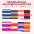 Tintnut Gradient Permanent Vinyl 8 Sheets 12x10in Rainbow Adhesive Vinyl | - Image 2