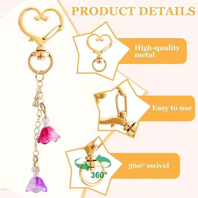 24 PCS Swivel Keychain Clasps, Heavy Duty Heart Shaped Spring Snap Clips - Image 3