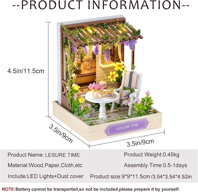 Miniature House Kit, CUTEROOM Tiny House Kit Wooden Dollhouse Kit Mini House - Image 2