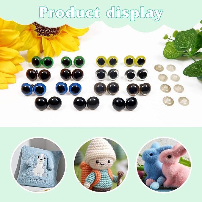 TOAOB 140pcs 14mm Colorful Plastic Safety Eyes Craft Eyes - Image 4