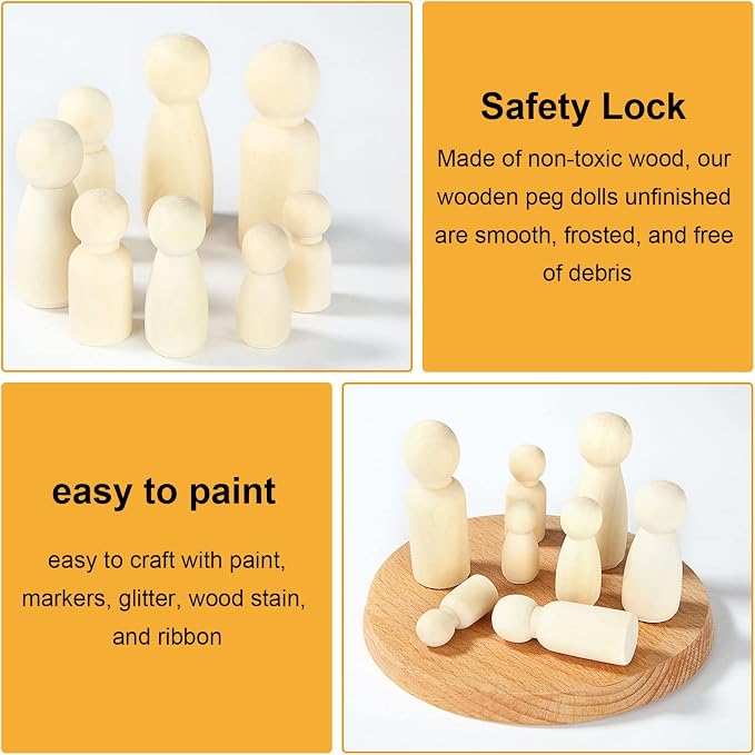 JMIATRY 100PCS Wooden Peg People Wooden Peg Dolls Unfinished Wooden People | - Image 5