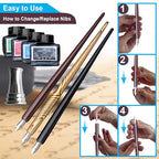 Calligraphy Set For Beginners, 3 Calligraphy Pens, 4 Ink Bottle 15ml, 20 - Image 4