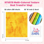 HTVSTD Colored Texture Heat Transfer Vinyl 12 Sheets 12×10in Iron on Vinyl | - Image 2