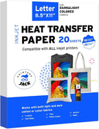 Printers Jack Iron-On Heat Transfer Paper Dark & Light Bundle, 10 by PrintersJack