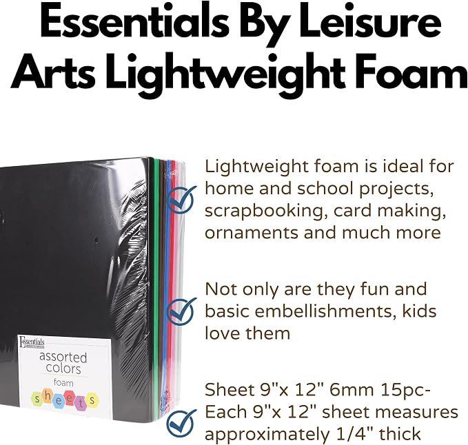 Essentials by Leisure Arts Foam Sheets 9 x 12 Assorted, DIY Art Projects - Image 2
