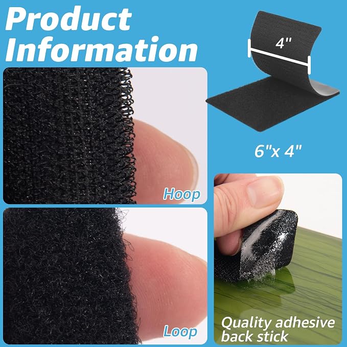 Art3d 8 Sets Hook and Loop Tape Sticky Back, 4 in. x 6 in. Double-Sided Command - Image 3