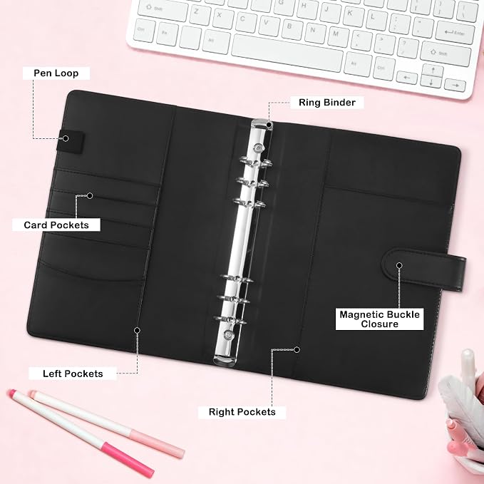 A5 Kpop Photocard Binder with 30 Pack 4-Pocket Card Pages, 6 Ring A5 Binder - Image 6